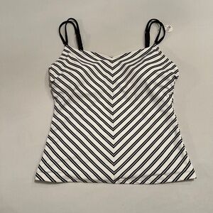 Bleu Rod Beattie Women's Striped Tankini Swim Top Black&White Sz12 D